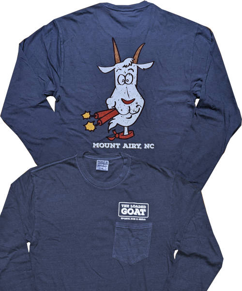 The Loaded Goat Pocket Long Sleeve Denim Blue T-Shirt