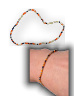 Beaded Bracelet in Orange, Blue & Gold