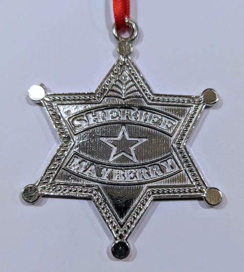 Sheriff Mayberry Badge Pewter Ornament